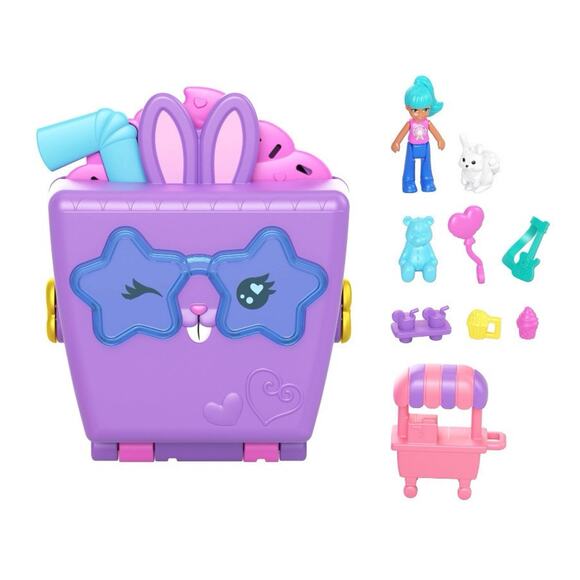 Polly Pocket Bunny Carnival Compact Mini Playset and Travel Toy with Food Theme - Picture 3 of 6